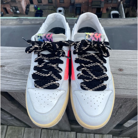 P448 Shoes - Super cute P448 white, grey, w/sparkly coral, low top sneakers. sz40.